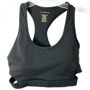 LA + Image NWT Women's Black Athletic Sports Bra w/Removable Pads Size Large